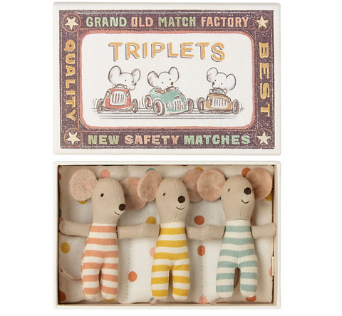 Maileg Baby Mice Triplets in a Match Box