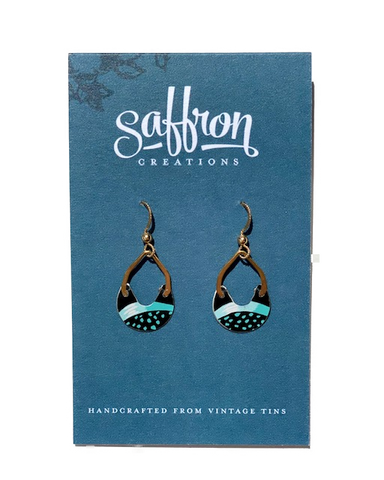 Saffron Earrings -- Tiny Keyhole Black and Blue