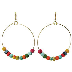 World Finds Kantha Beaded Hoops