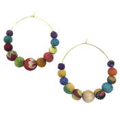 World Finds Kantha Graduated Hoops Earrings