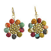 World Finds Kantha Sunflower Earrings