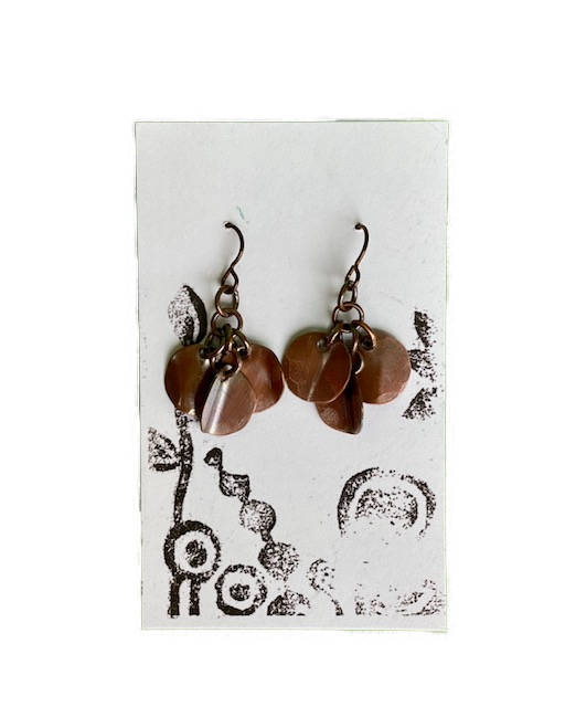 Earrings -- Cindy Cage Copper Dangling Discs