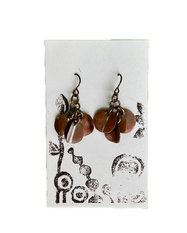 Earrings -- Cindy Cage Copper Dangling Discs