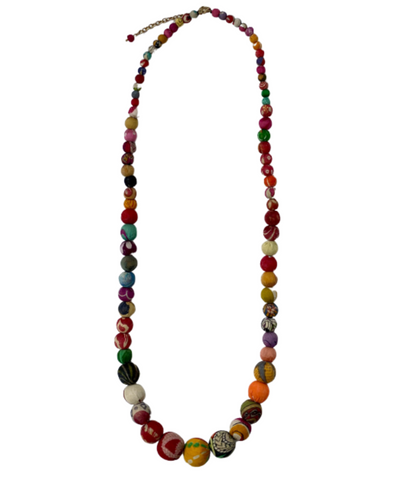 World Finds Kantha Graduated Bead Necklace (long)